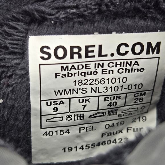 Sorel Kinetic Snow Boots Womens 9 Black White Lace Up Comfort Winter Gorpcore - Picture 13 of 13